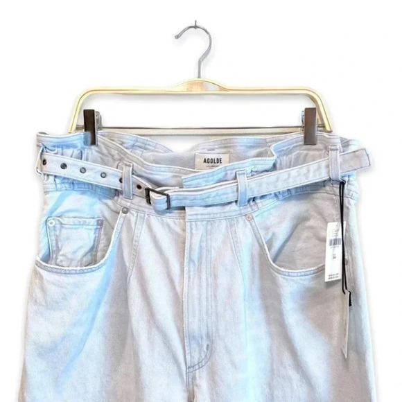 NWT AGOLDE Riya Belted Paperbag Mom Jeans in Connie Blue Light Wash Size 30 - Picture 11 of 12